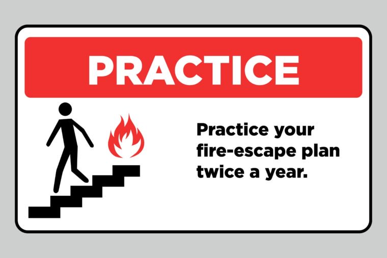 practice fire drills sign