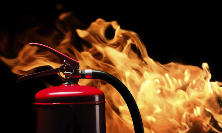 fire extinguisher on black background