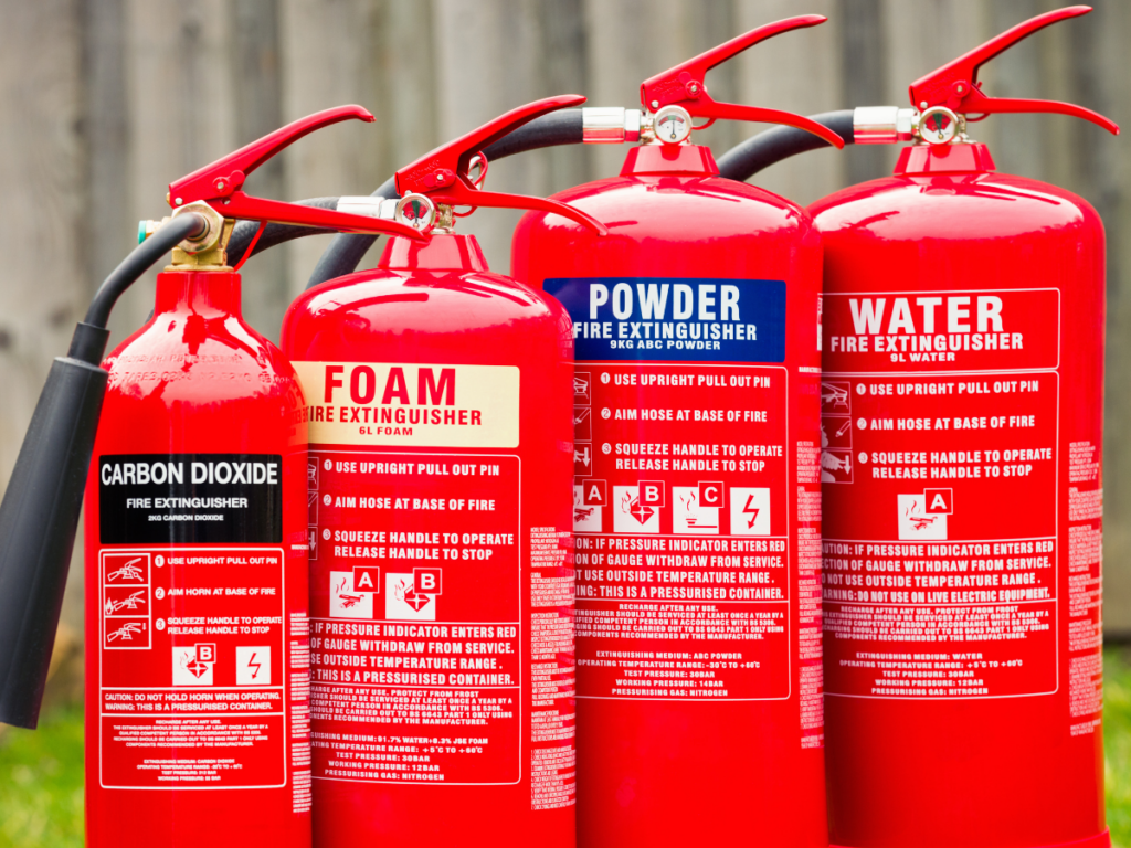Group of fire extinguishers