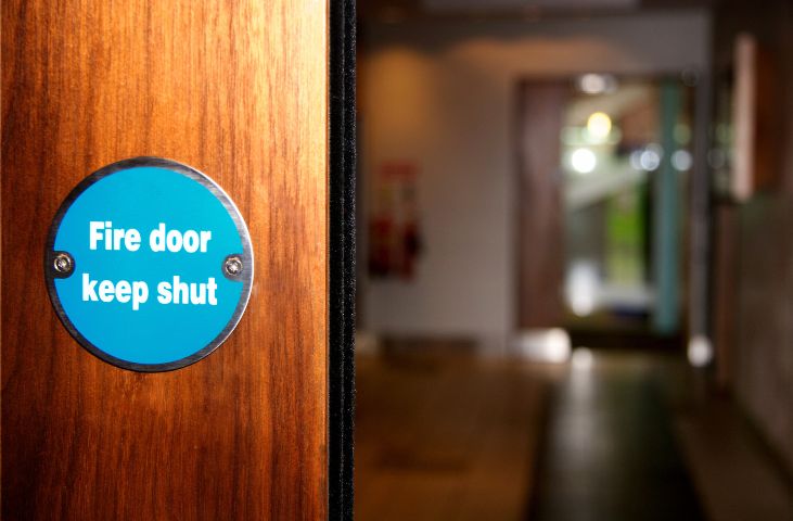 Image of a fire door keep shut sign.